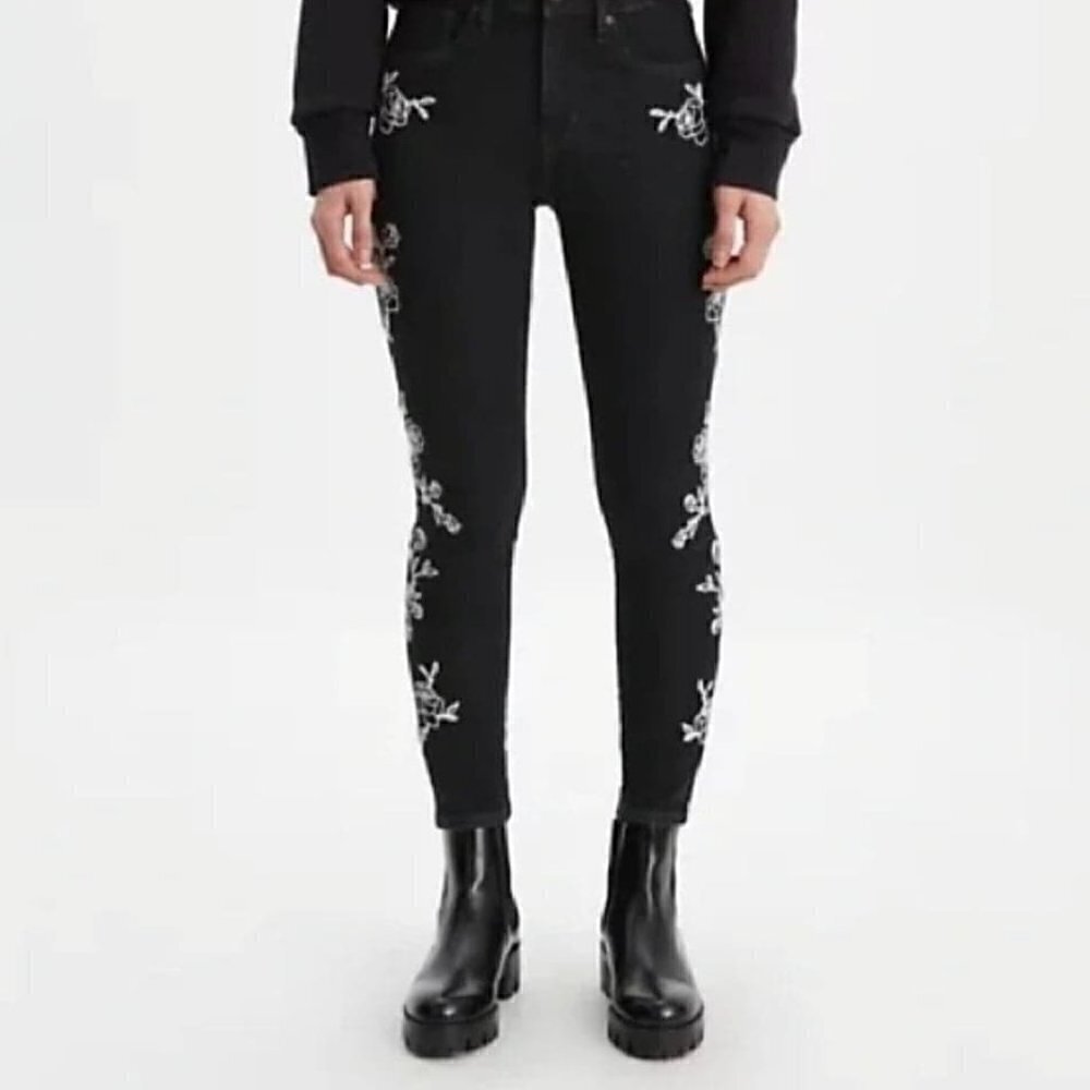 Levi's Premium 721 High Rise Embroidered Ankle Skinny Jeans #8 Size 27